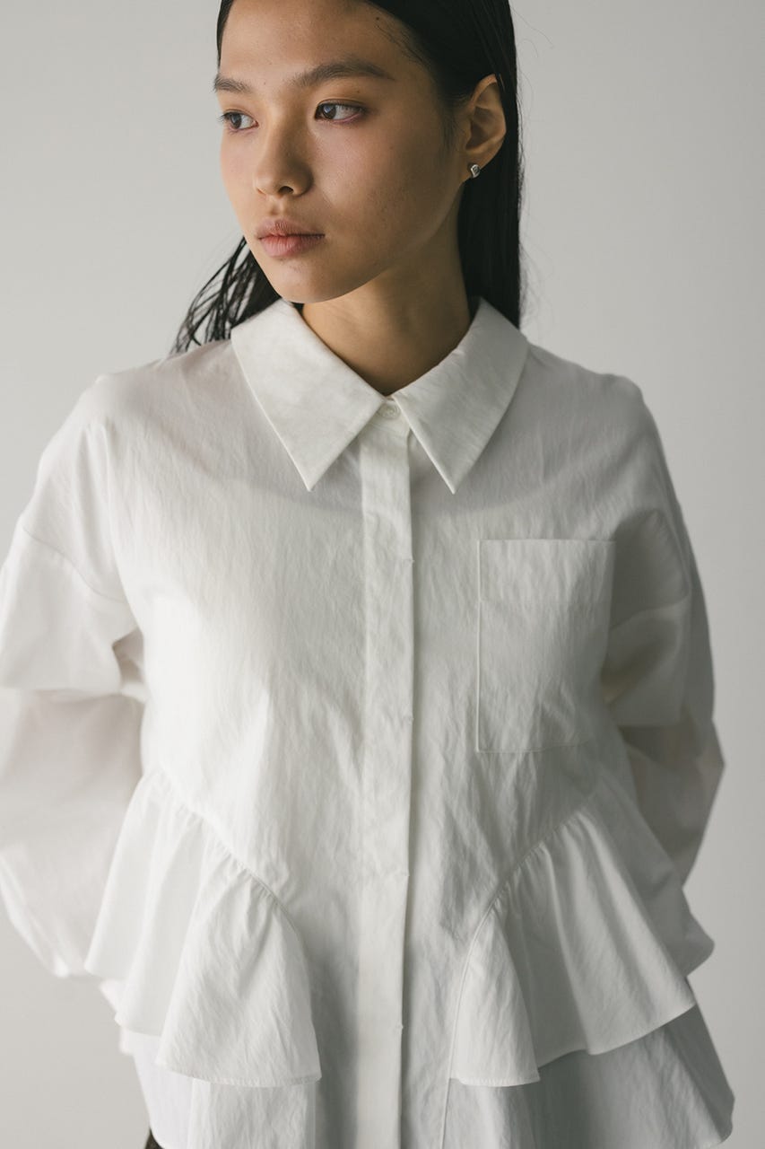 ティアードフリルシャツ WHT FREE