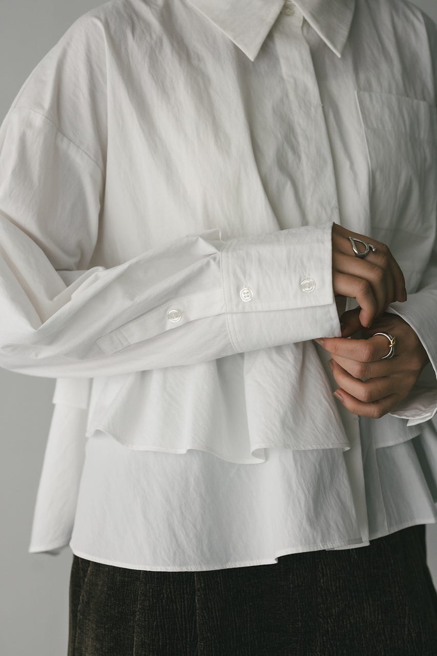 ティアードフリルシャツ WHT FREE