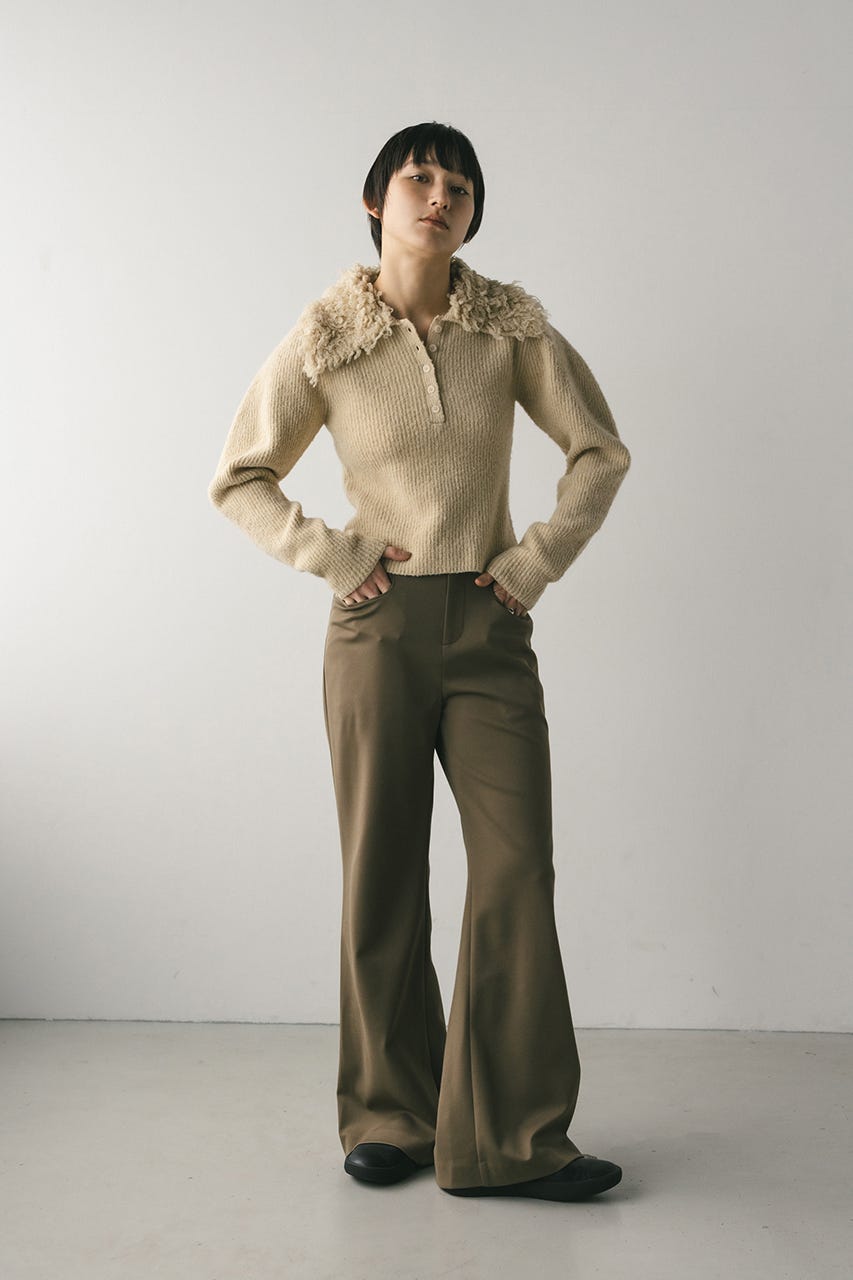 ジャージーセミフレアパンツ KHA S