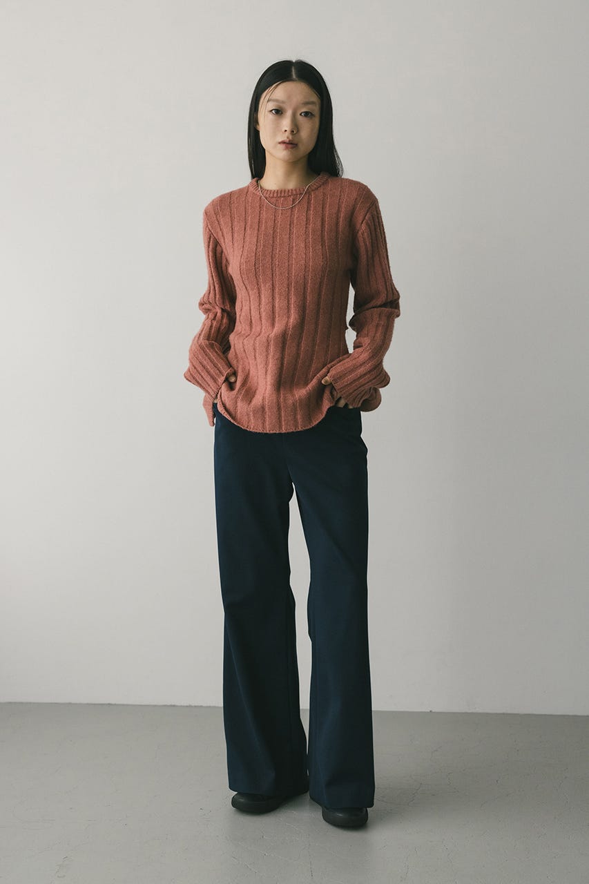 ジャージーセミフレアパンツ NVY M