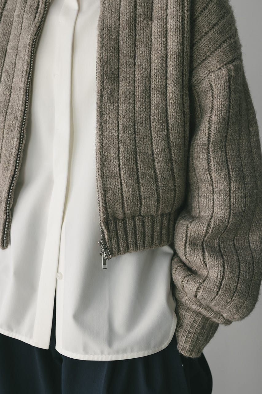 パッファーニットジップカーデ GRY FREE