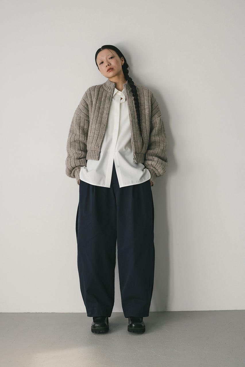 パッファーニットジップカーデ GRY FREE