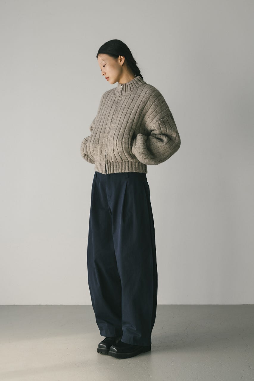 パッファーニットジップカーデ GRY FREE