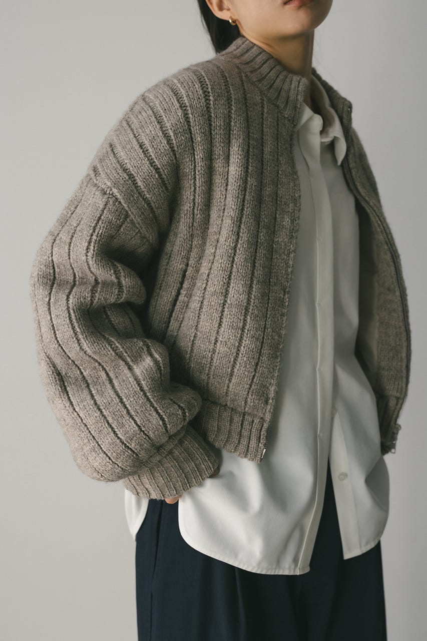 パッファーニットジップカーデ GRY FREE