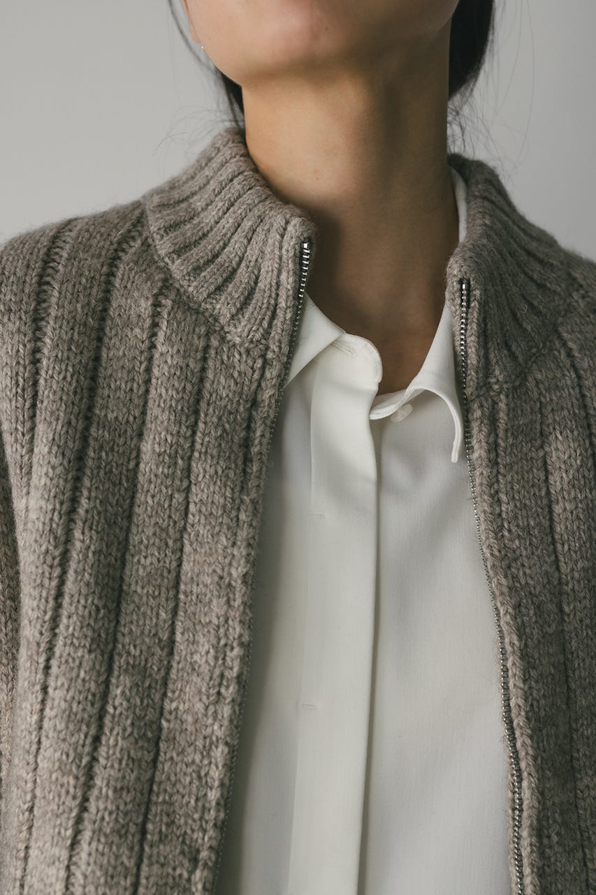 パッファーニットジップカーデ GRY FREE