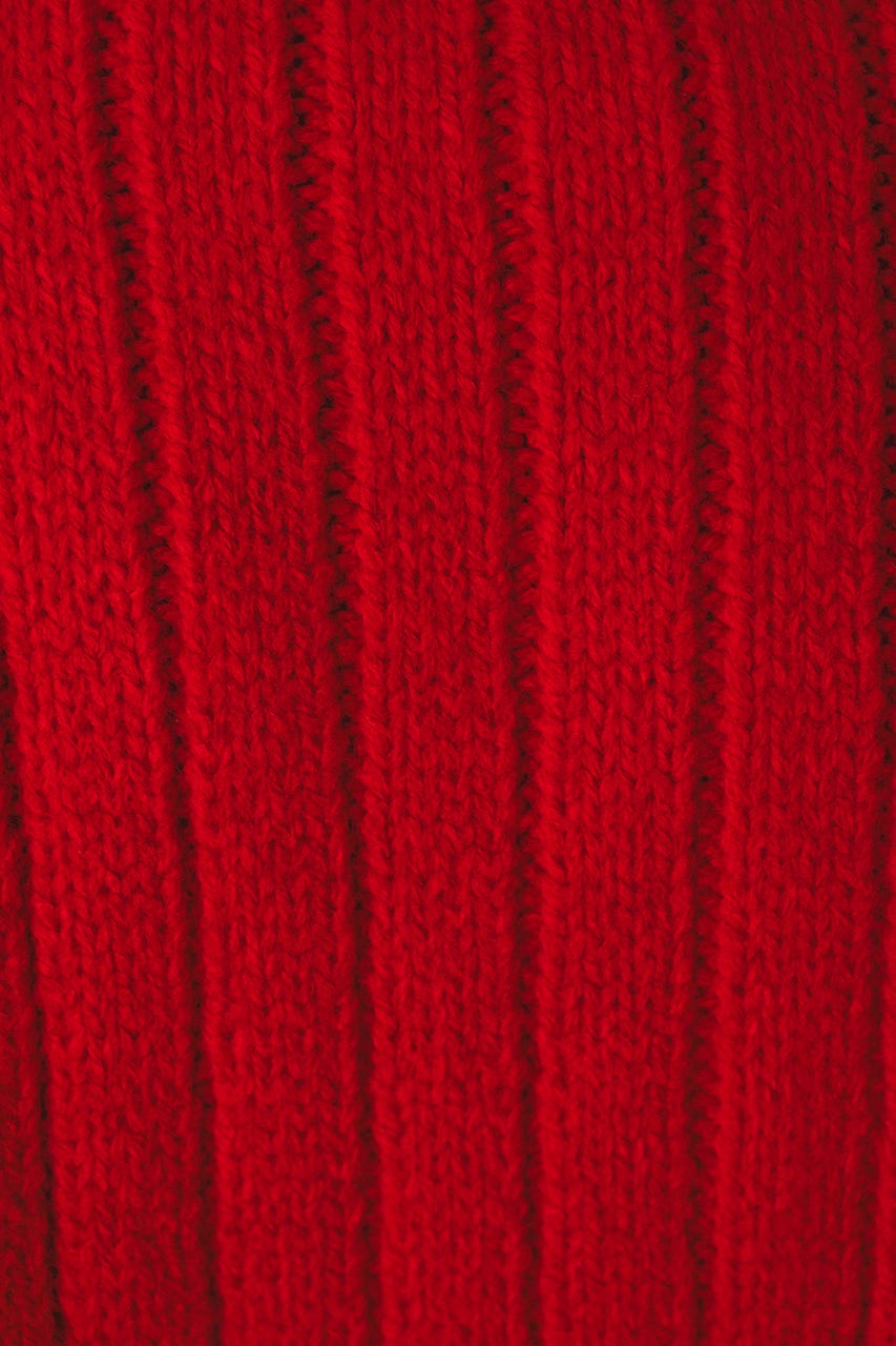 パッファーニットジップカーデ RED FREE