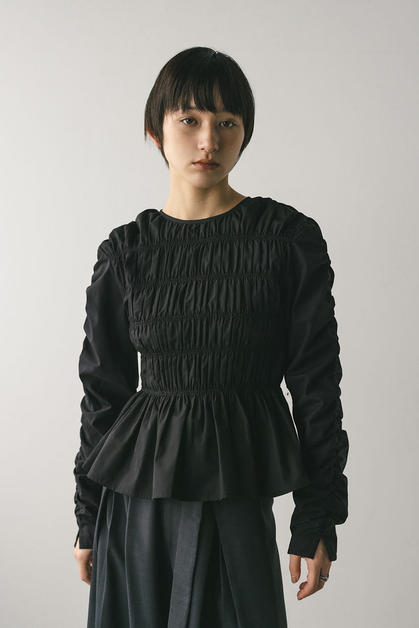 シャーリングブラウス BLK FREE