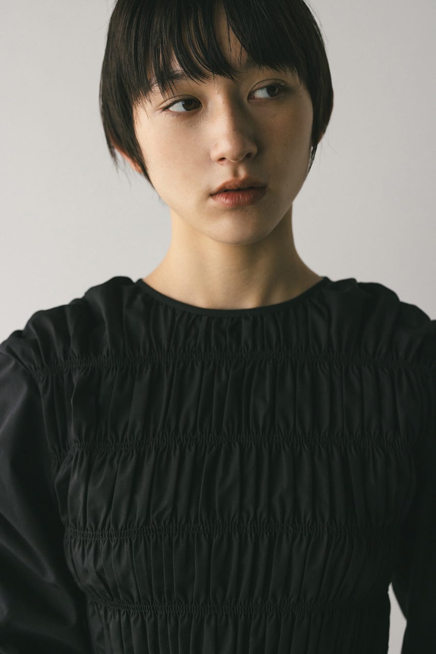 シャーリングブラウス BLK FREE