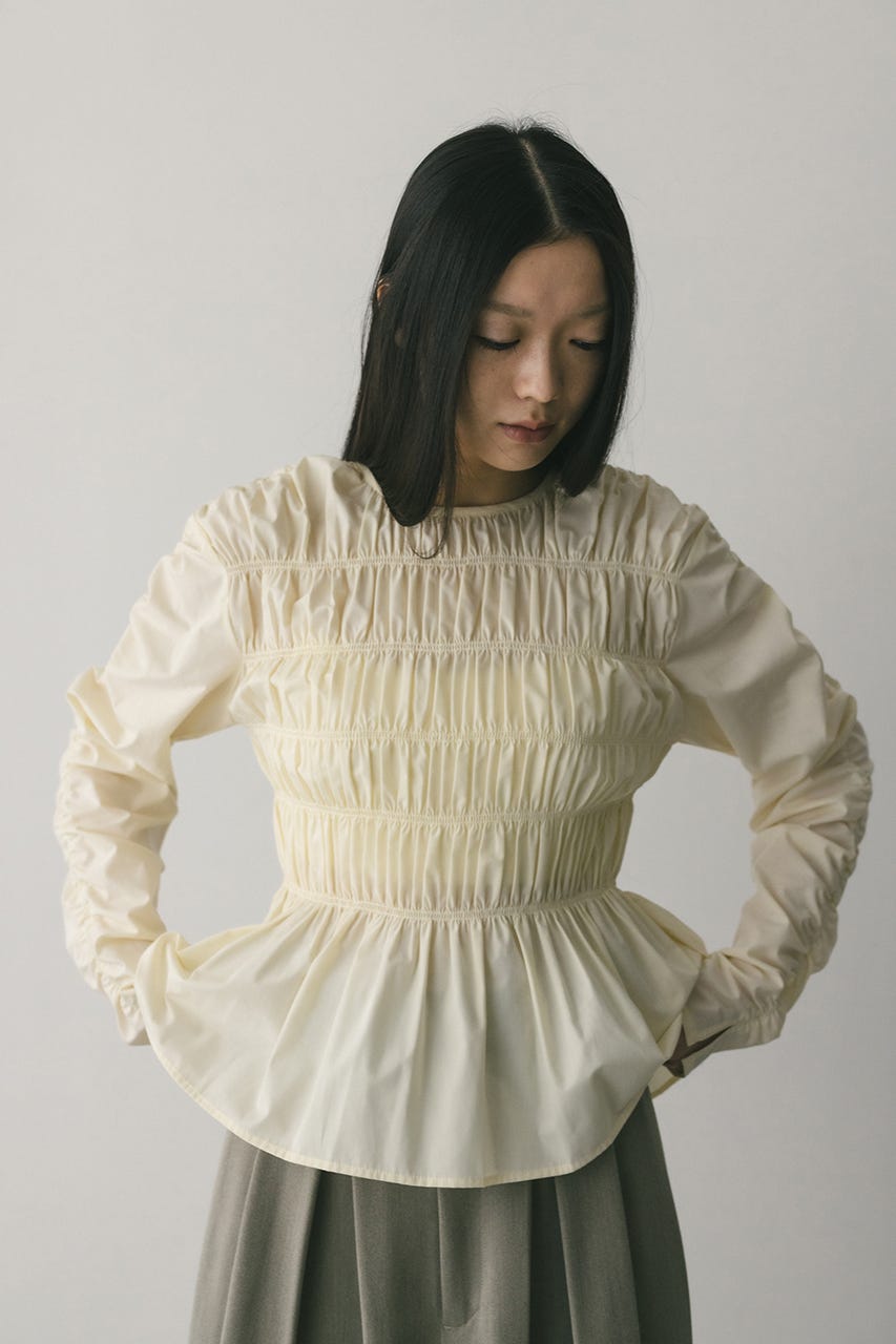 シャーリングブラウス WHT FREE