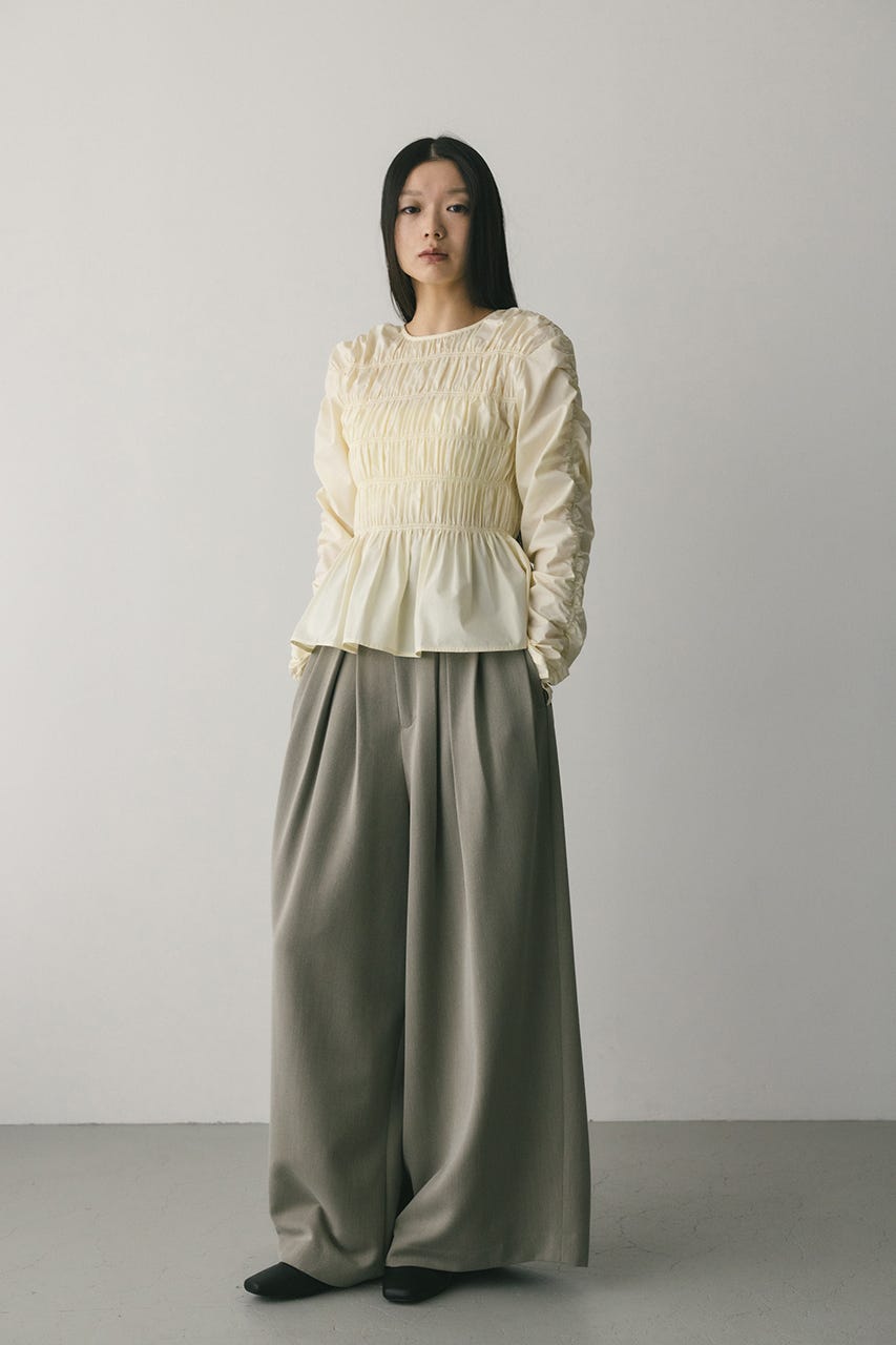 シャーリングブラウス WHT FREE