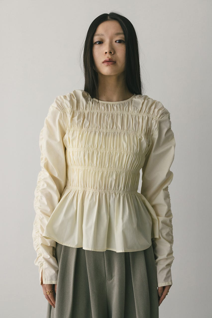 シャーリングブラウス WHT FREE