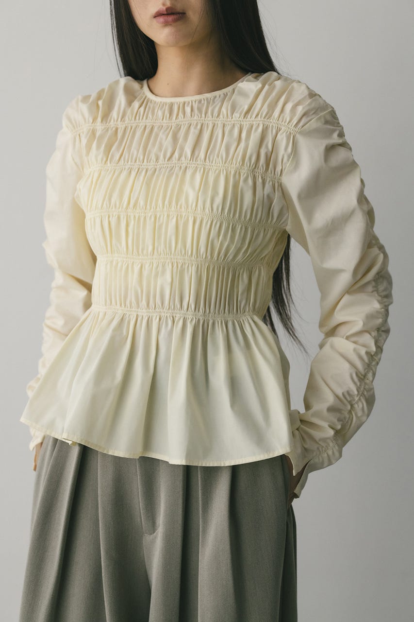 シャーリングブラウス WHT FREE