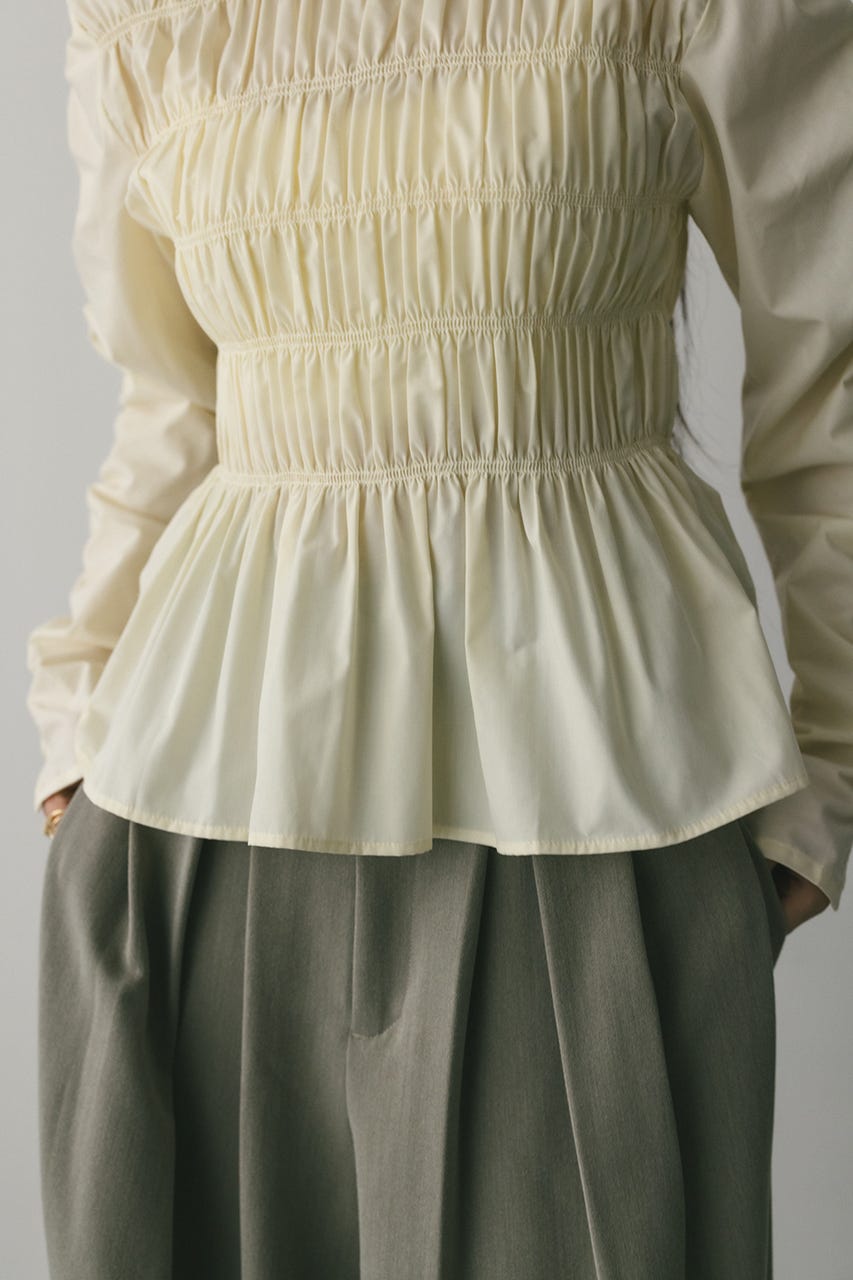 シャーリングブラウス WHT FREE