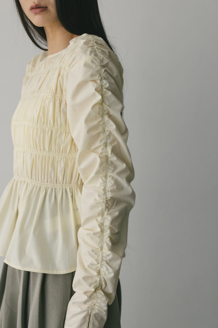 シャーリングブラウス WHT FREE