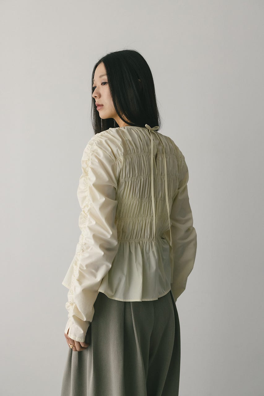 シャーリングブラウス WHT FREE