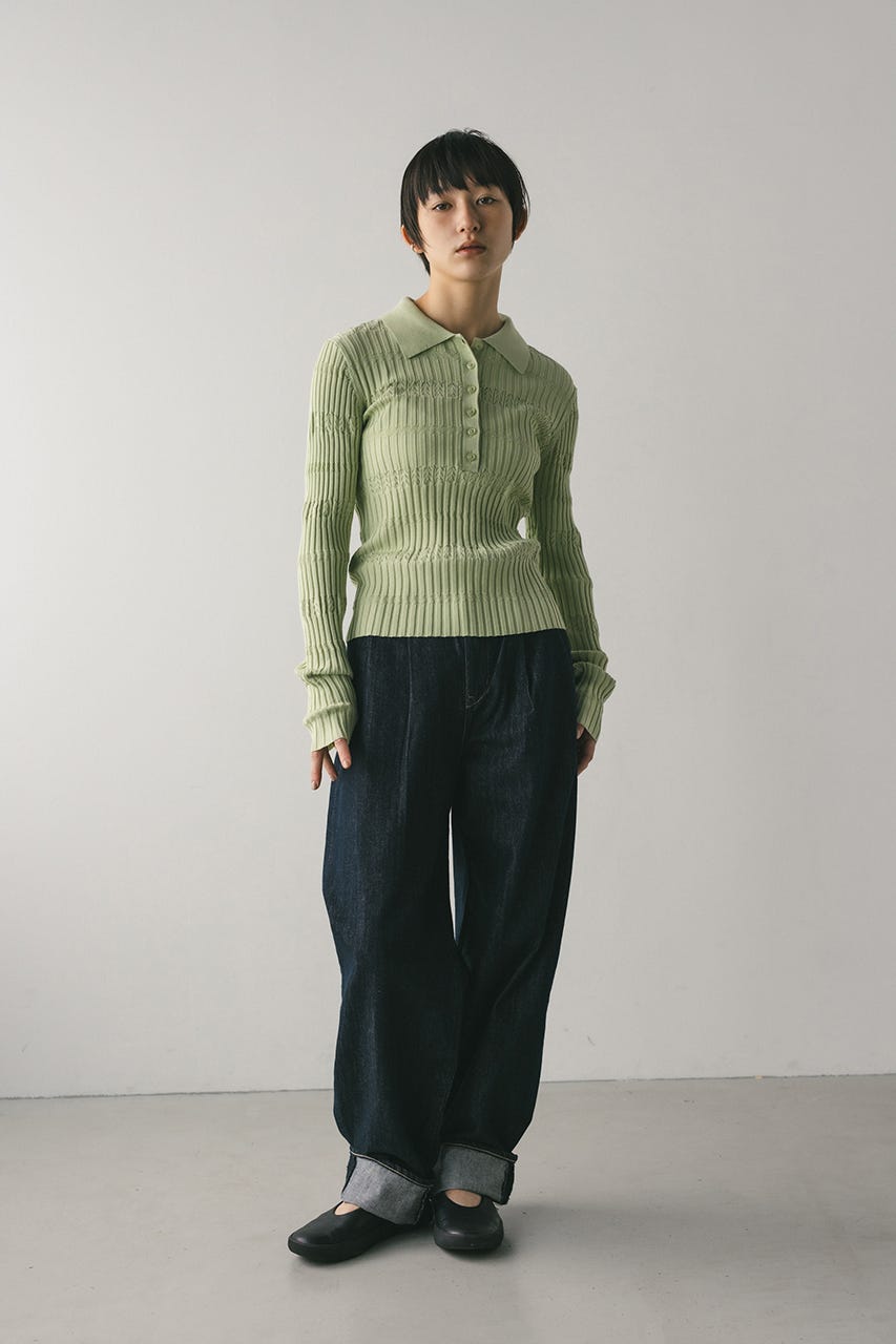 アイレットリブニットポロ MINT FREE