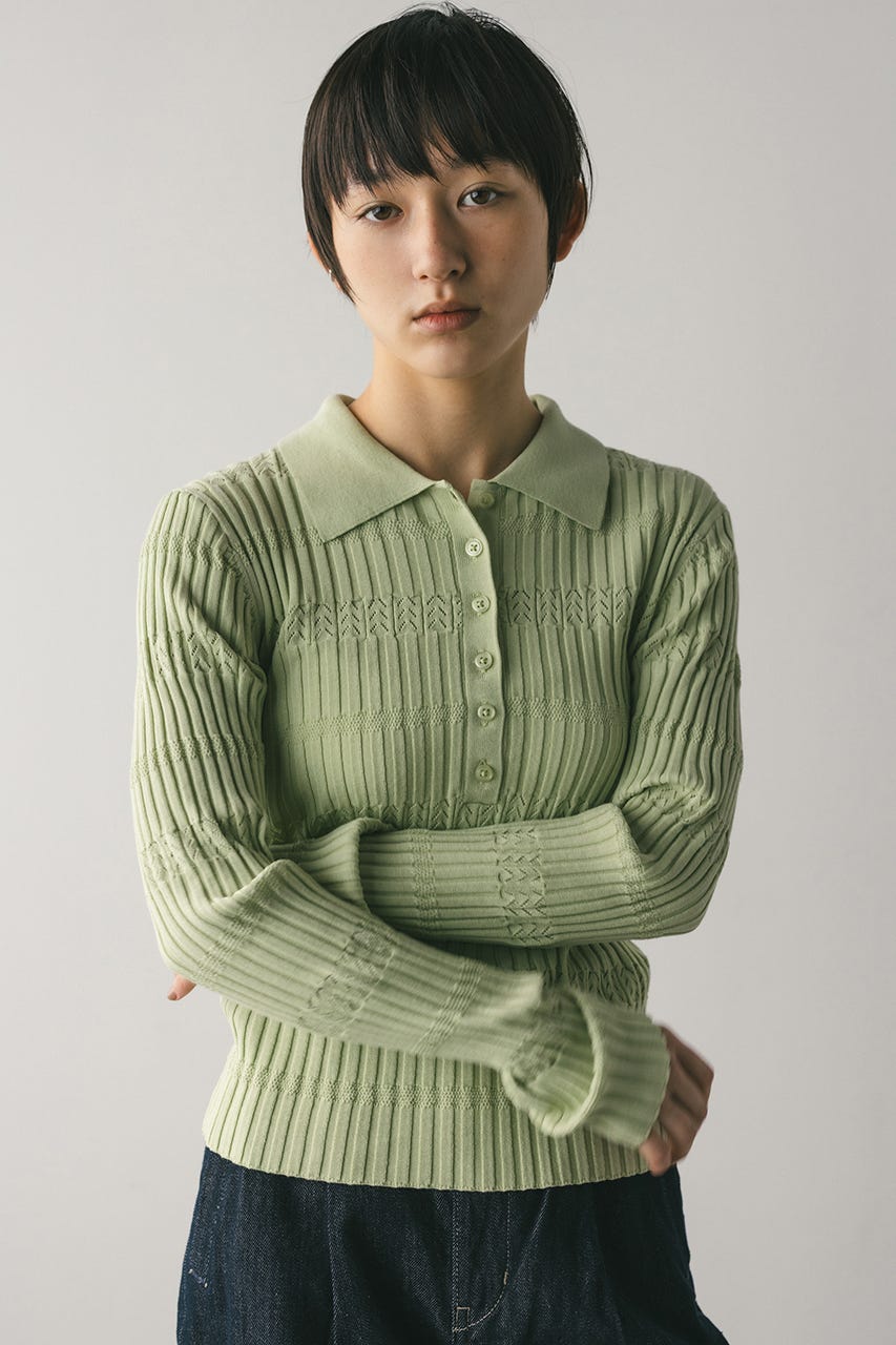 アイレットリブニットポロ MINT FREE