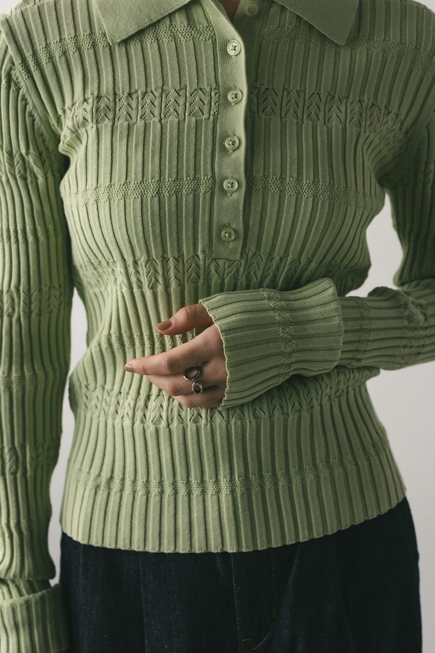 アイレットリブニットポロ MINT FREE