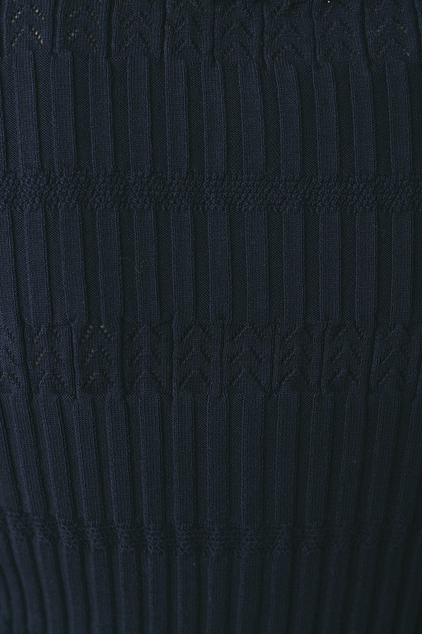 アイレットリブニットポロ NVY FREE