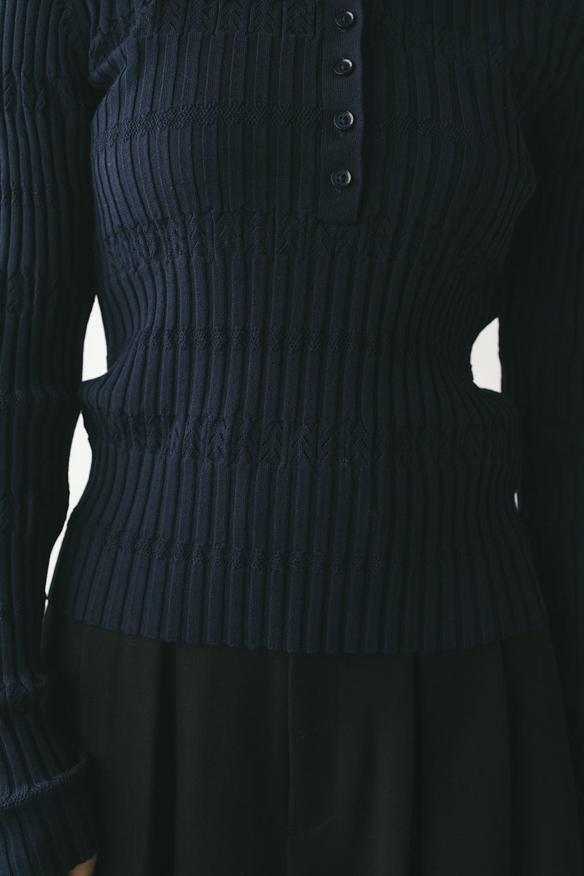 アイレットリブニットポロ NVY FREE