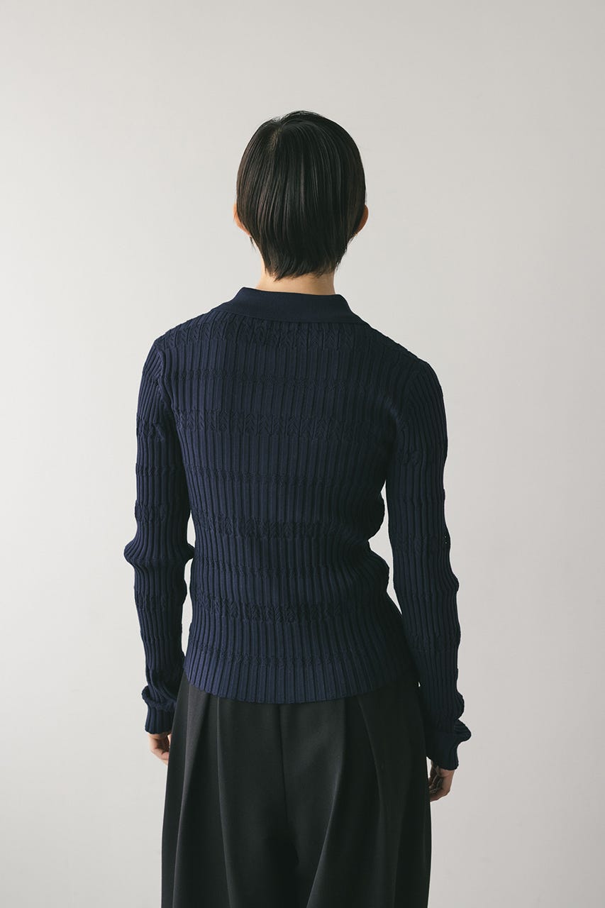 アイレットリブニットポロ NVY FREE