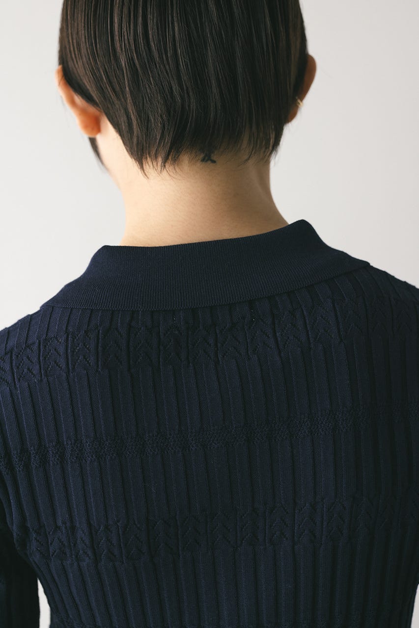 アイレットリブニットポロ NVY FREE