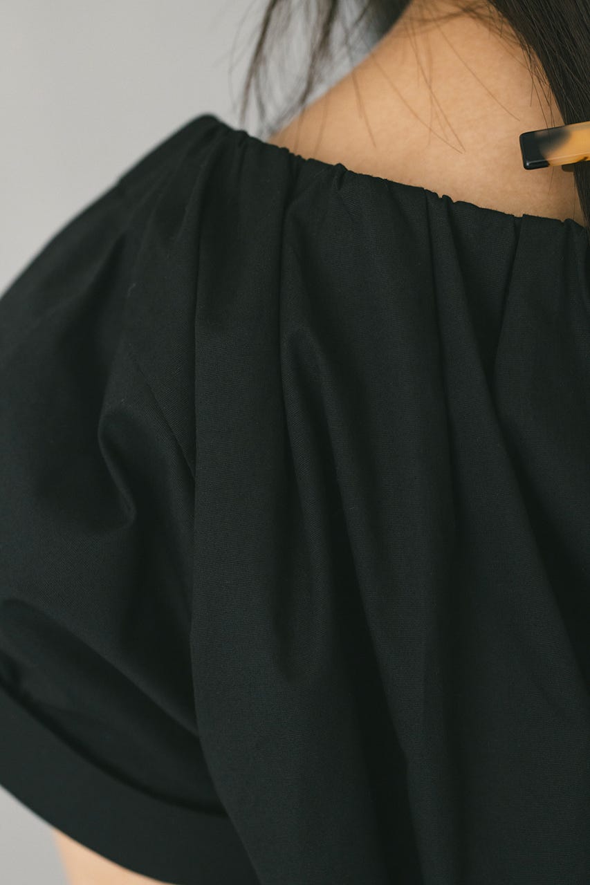 ショルダーギャザートップ BLK M
