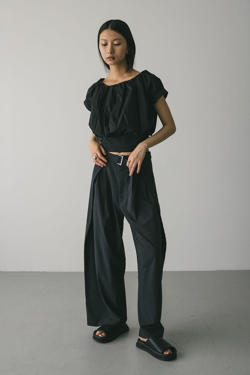 ショルダーギャザートップ BLK M