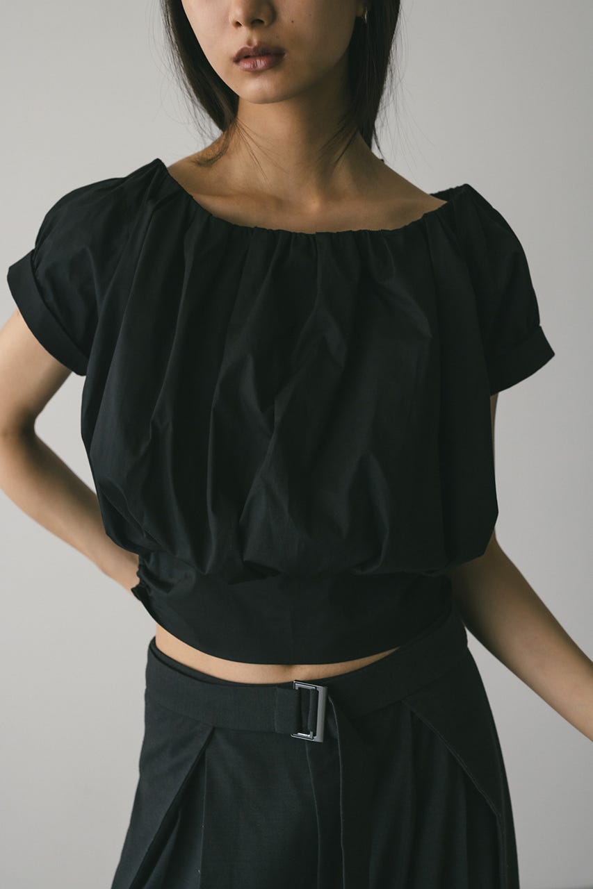 ショルダーギャザートップ BLK M