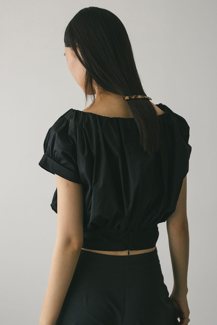 ショルダーギャザートップ BLK M