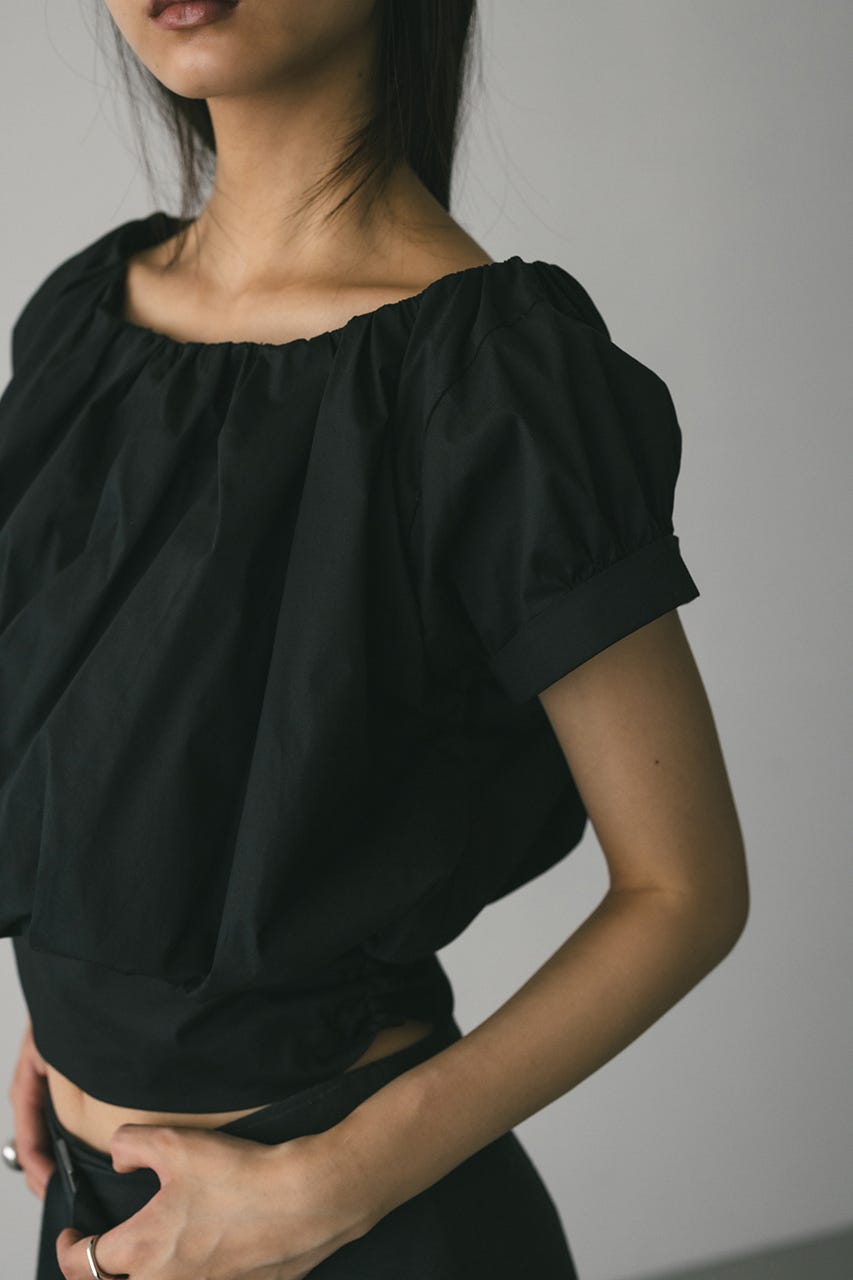 ショルダーギャザートップ BLK M