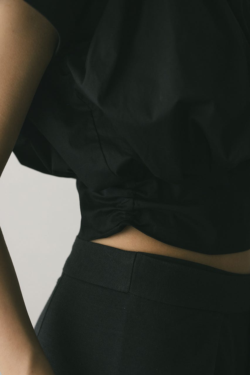 ショルダーギャザートップ BLK M