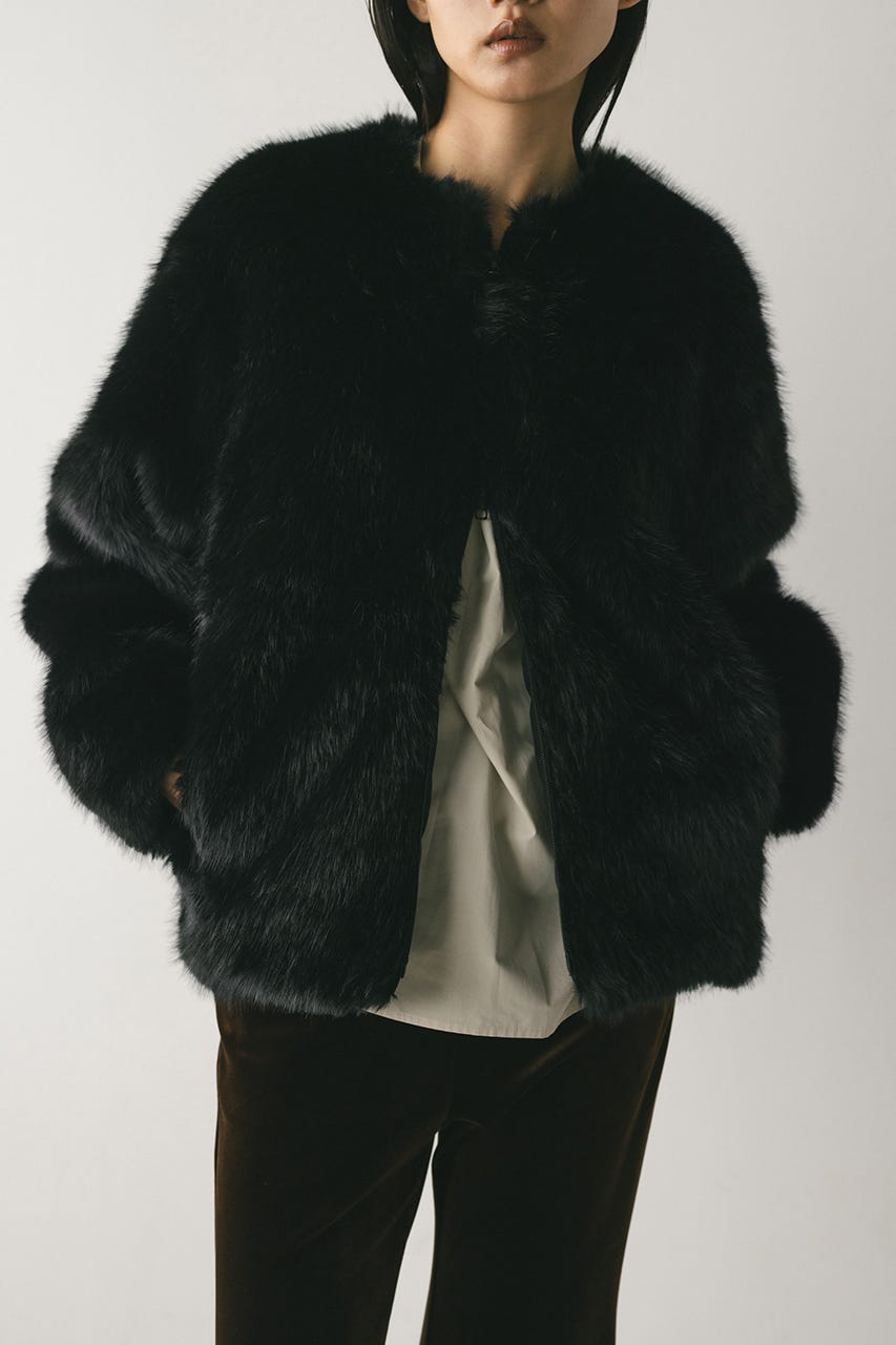 ノーカラーファージャケット BLK FREE