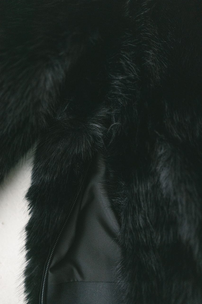 ノーカラーファージャケット BLK FREE