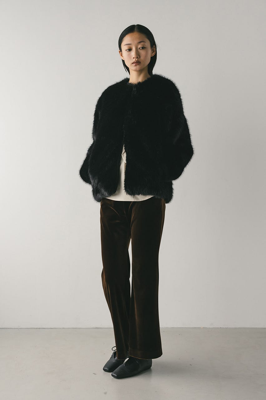 ノーカラーファージャケット BLK FREE