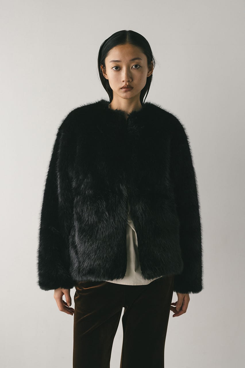 ノーカラーファージャケット BLK FREE