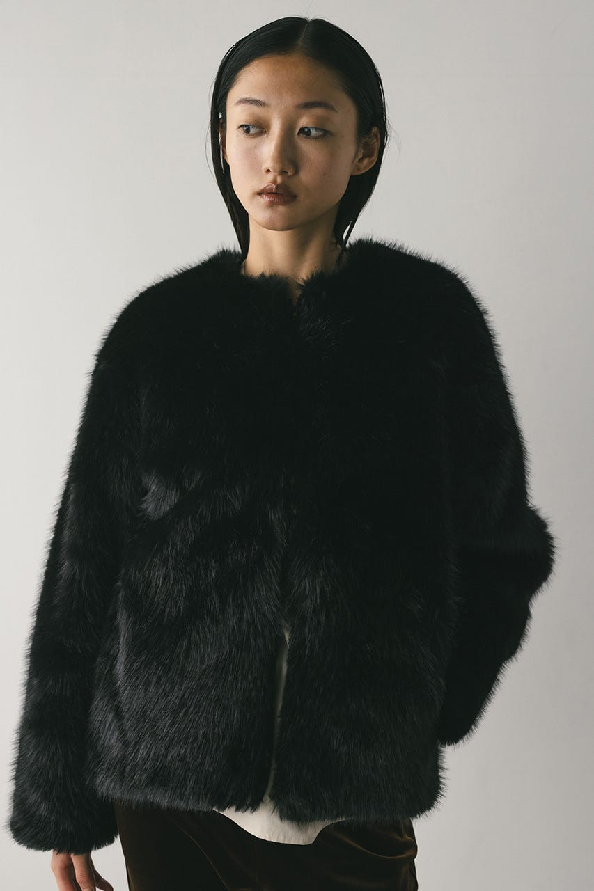 ノーカラーファージャケット BLK FREE