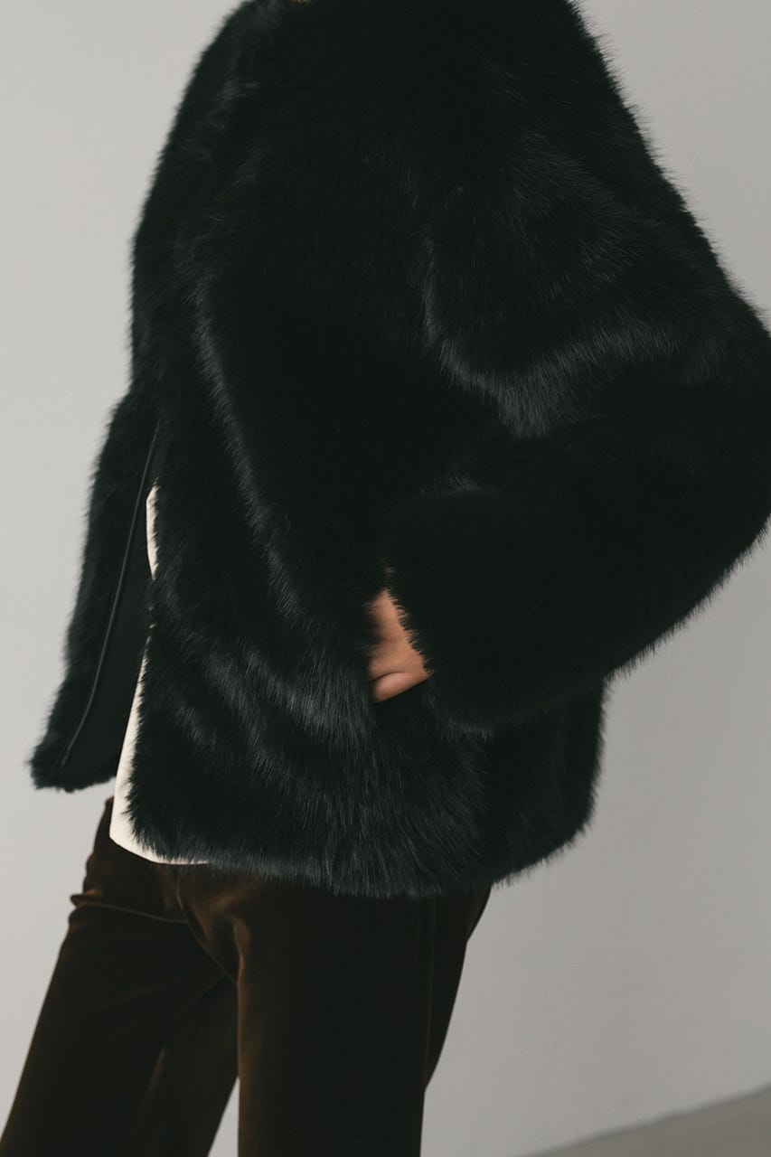 ノーカラーファージャケット BLK FREE