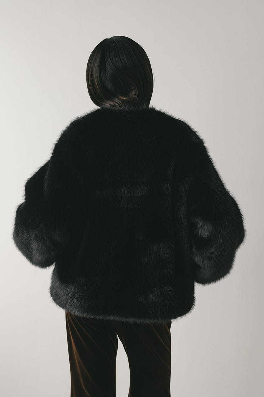 ノーカラーファージャケット BLK FREE