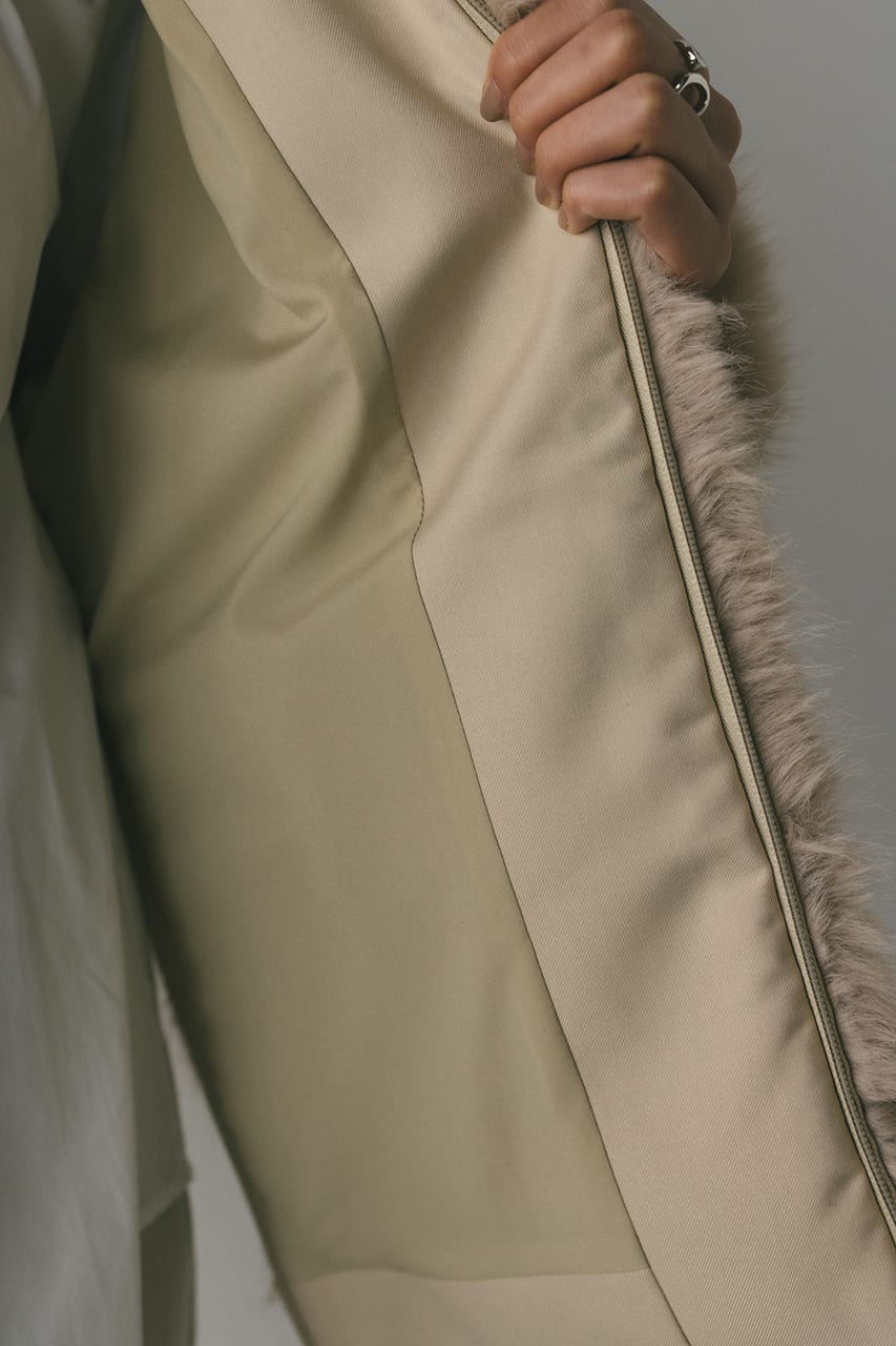 ノーカラーファージャケット L/BEG FREE