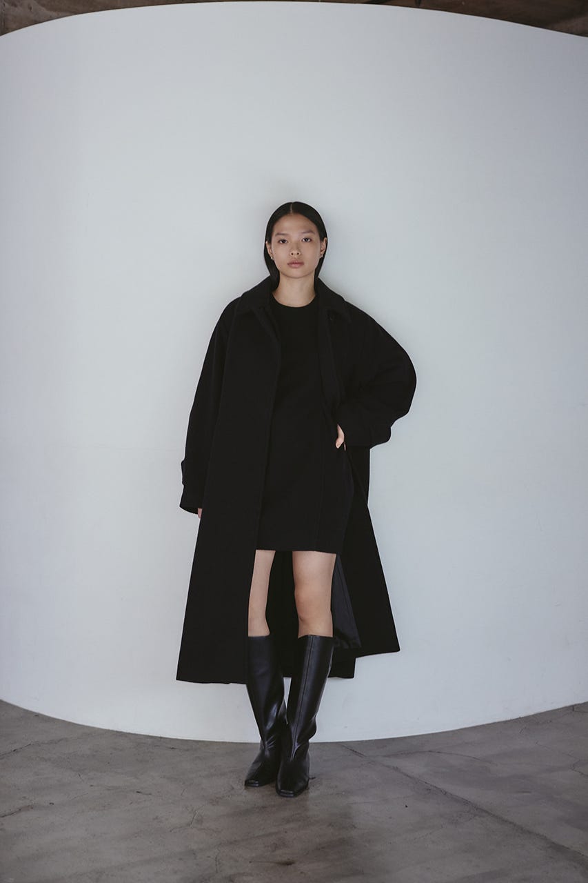 2WAYウールロングコート BLK S