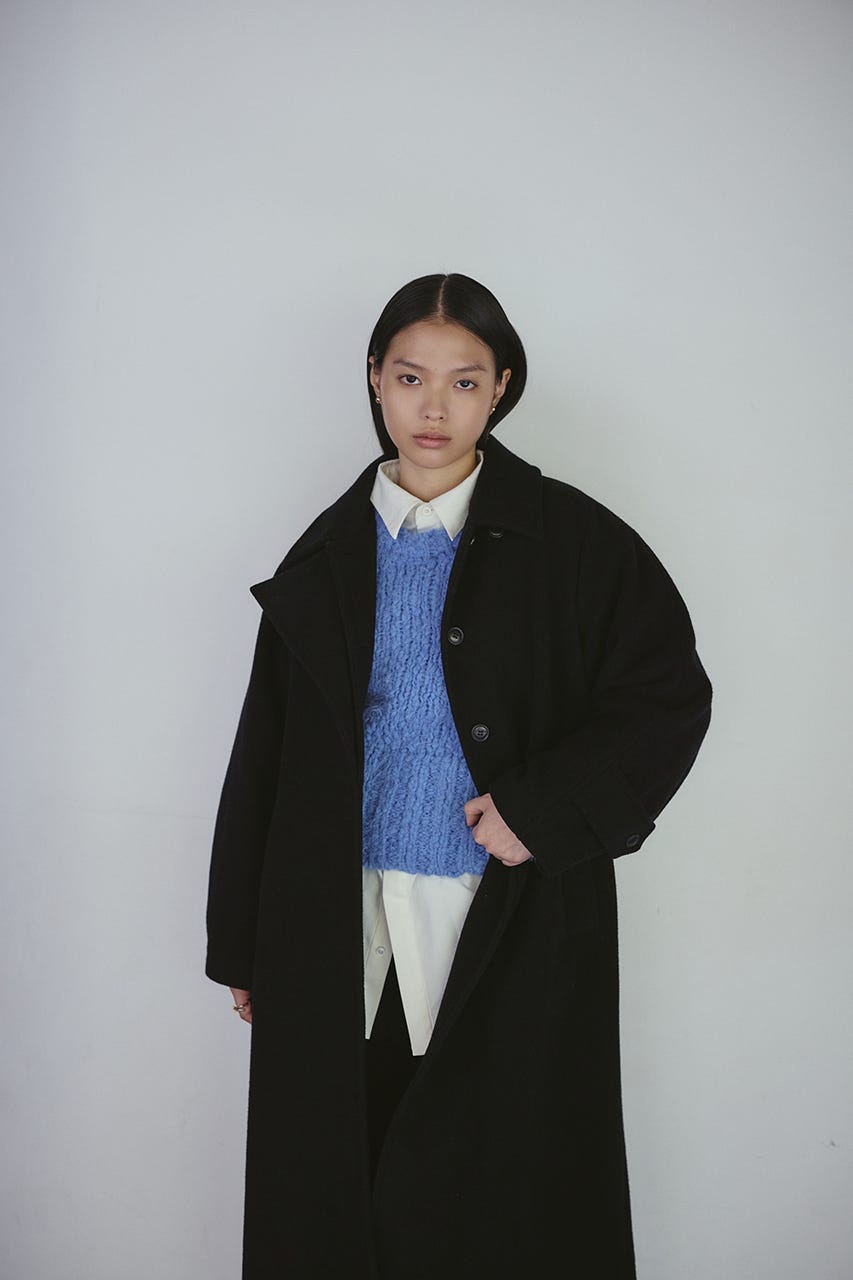 2WAYウールロングコート BLK S