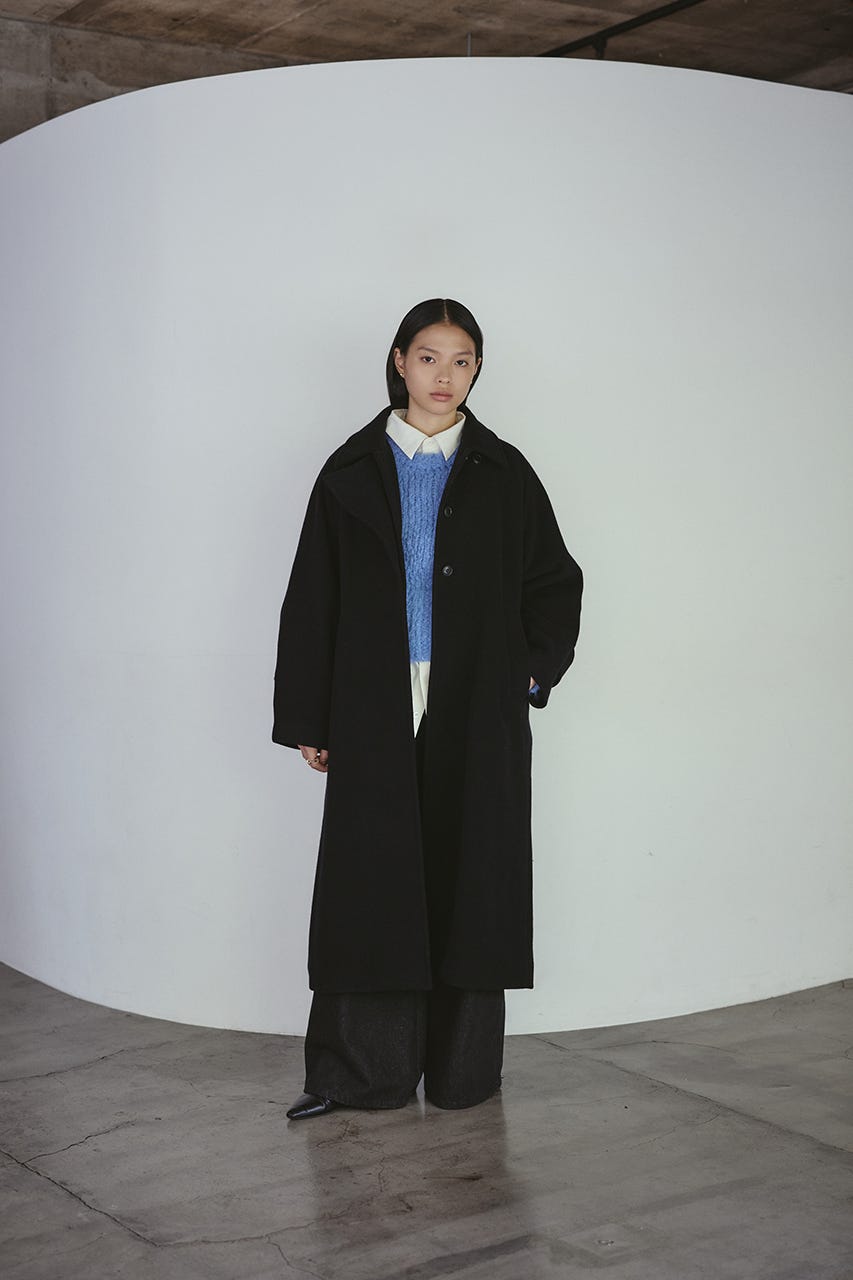 2WAYウールロングコート BLK S