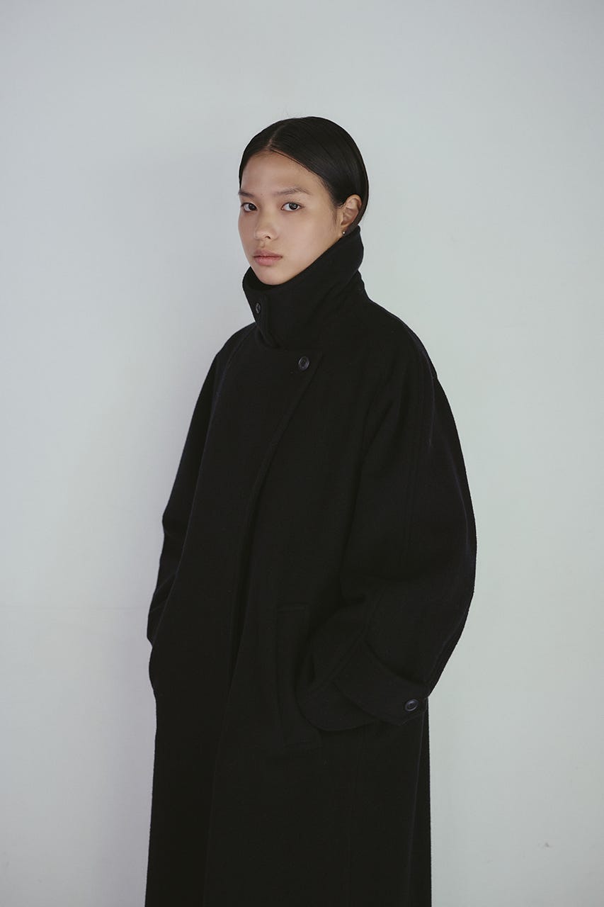 2WAYウールロングコート BLK S