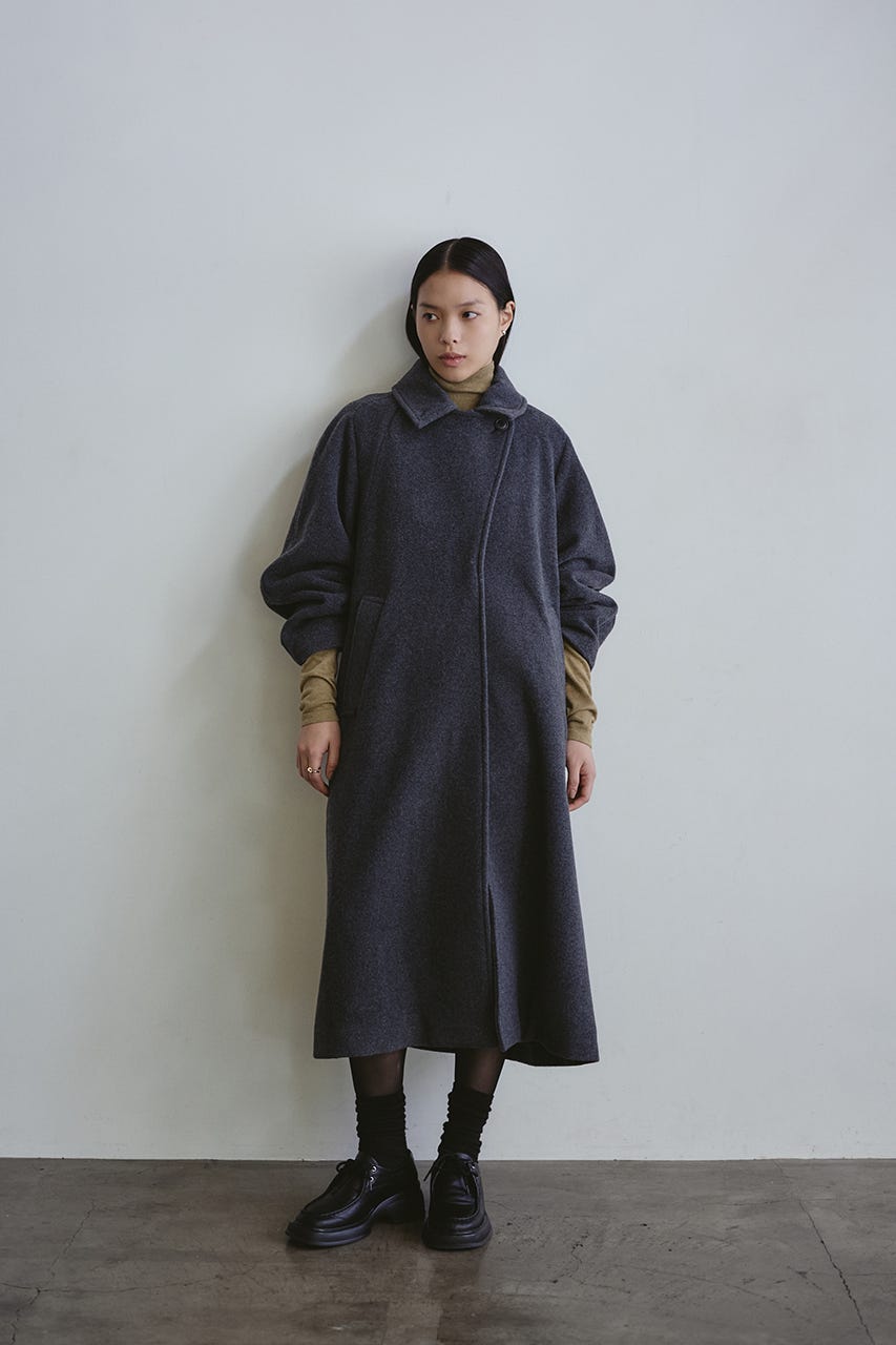 STYLEMIXER ロングコート オレンジ 無地 500FAK30-1780 2WAYカラーベルトロングコート（ステンカラーコート
