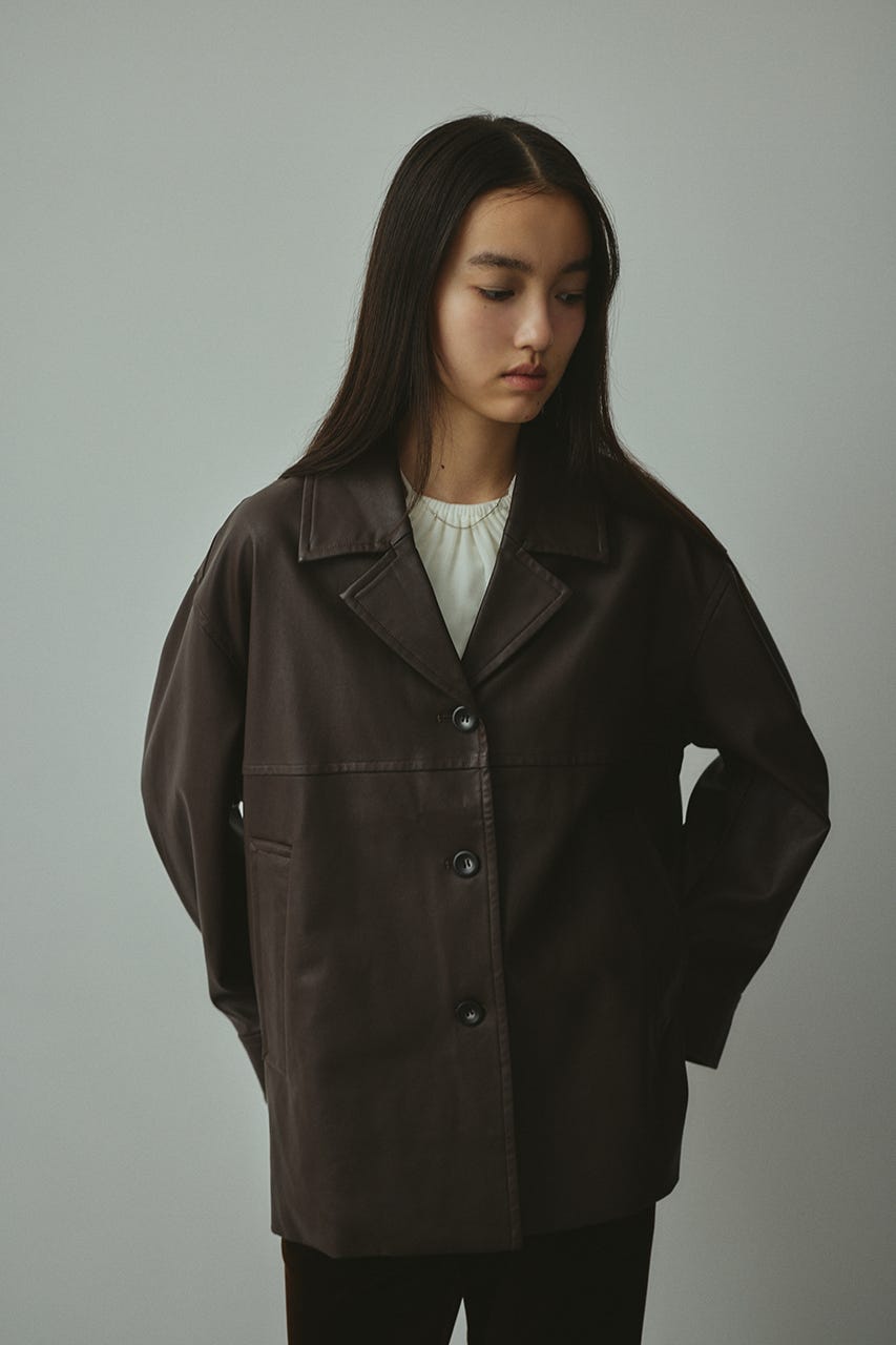 【新品未使用タグ付き】style mixer　フェイクレザータックジャケット STYLEMIXER | フェイクレザージャケット (ジャケット ) |SHEL