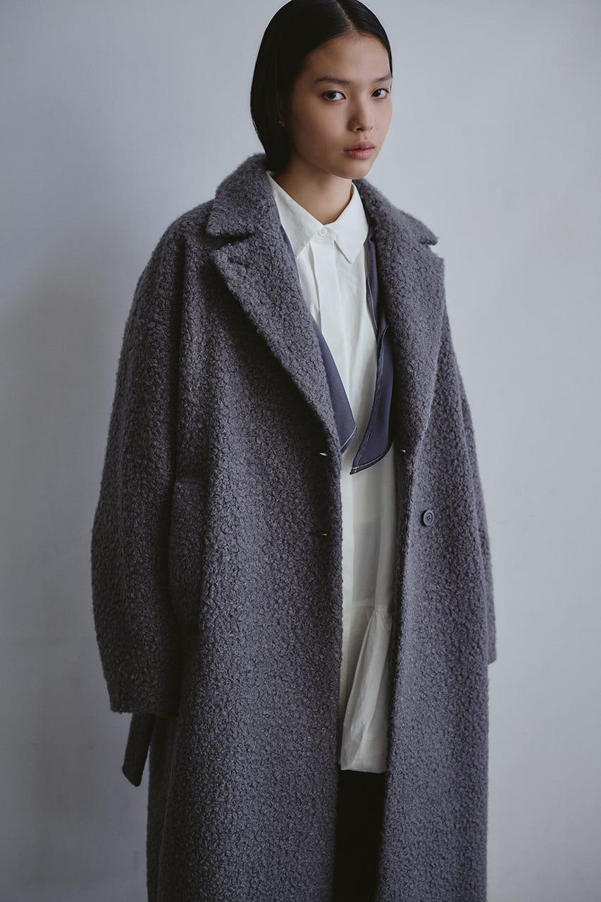 ブークレーベルトロングコート GRY S