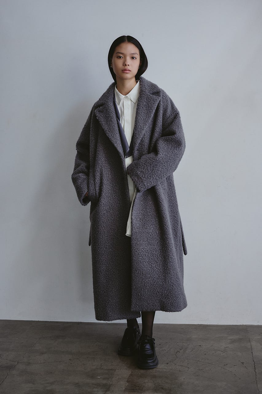 ブークレーベルトロングコート GRY S