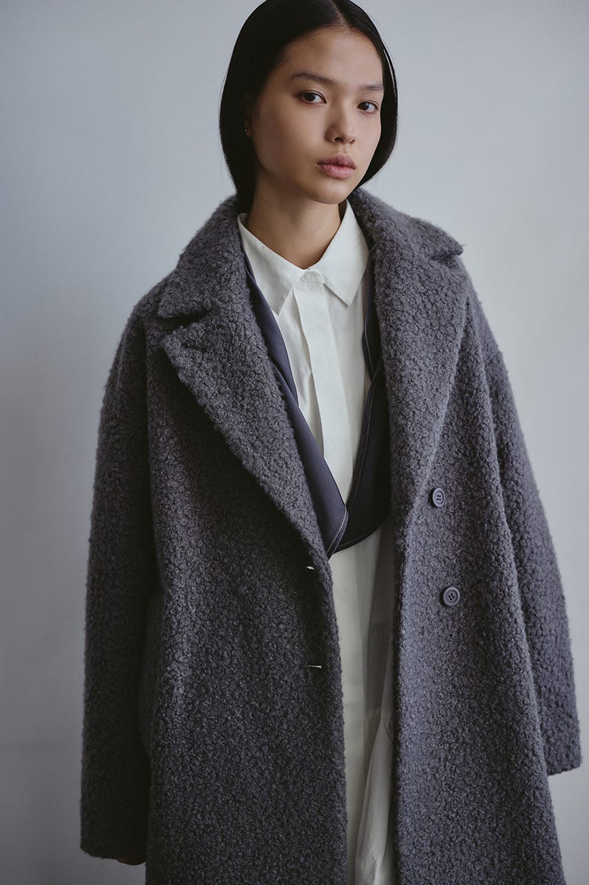 ブークレーベルトロングコート GRY S