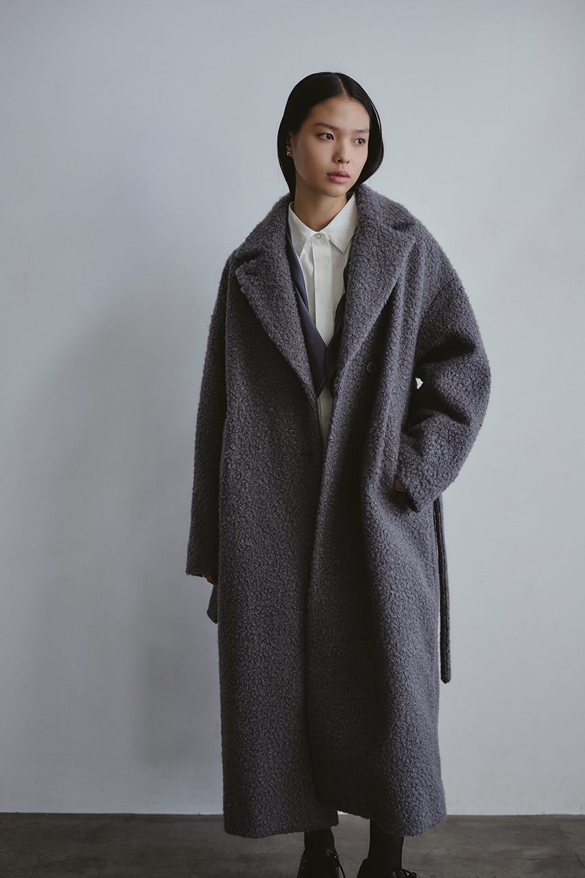 ブークレーベルトロングコート GRY S